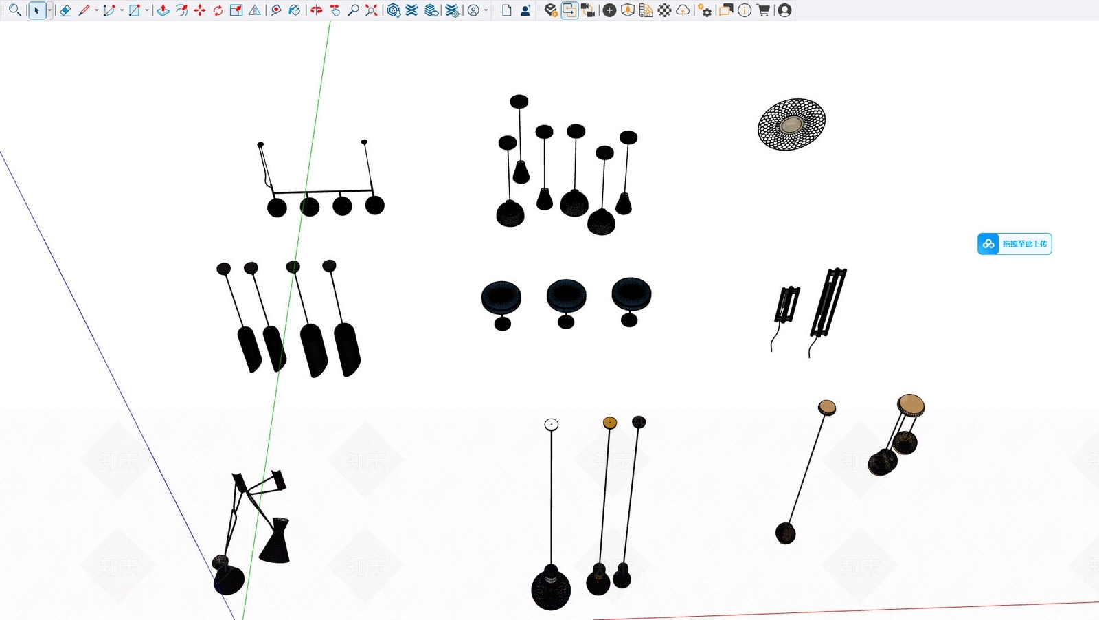 北欧灯具组合3D模型下载【ID:1233844586】