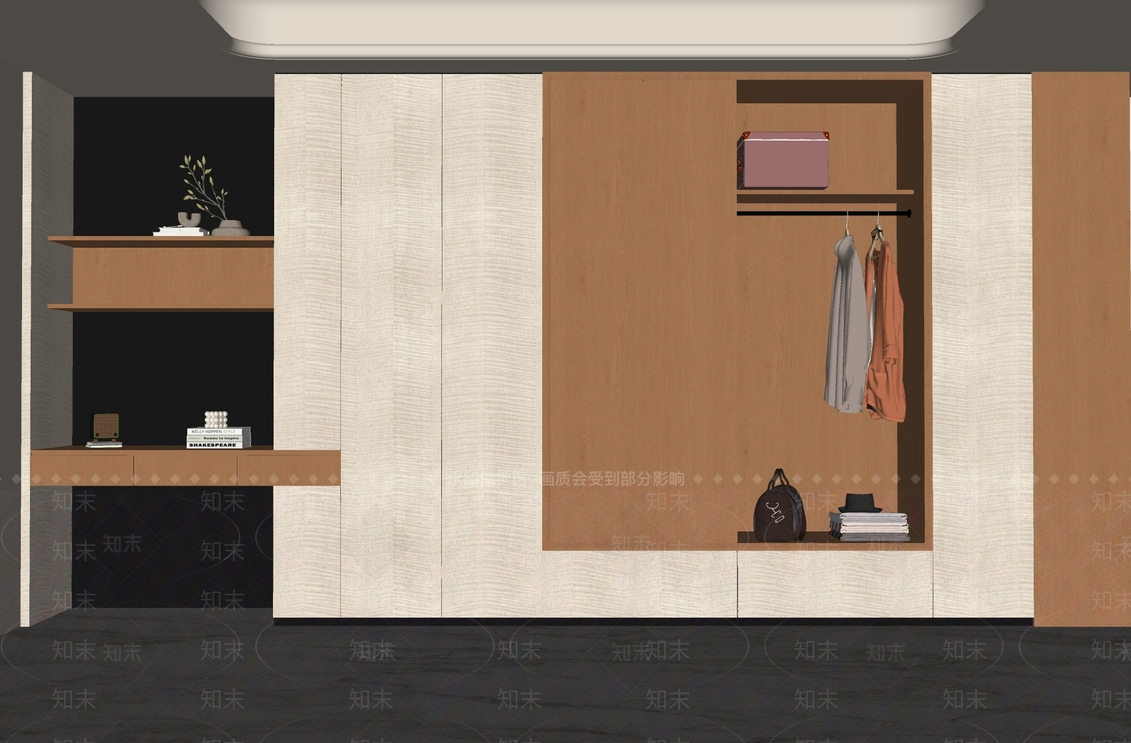 原木风衣柜SU模型下载【ID:1233851029】