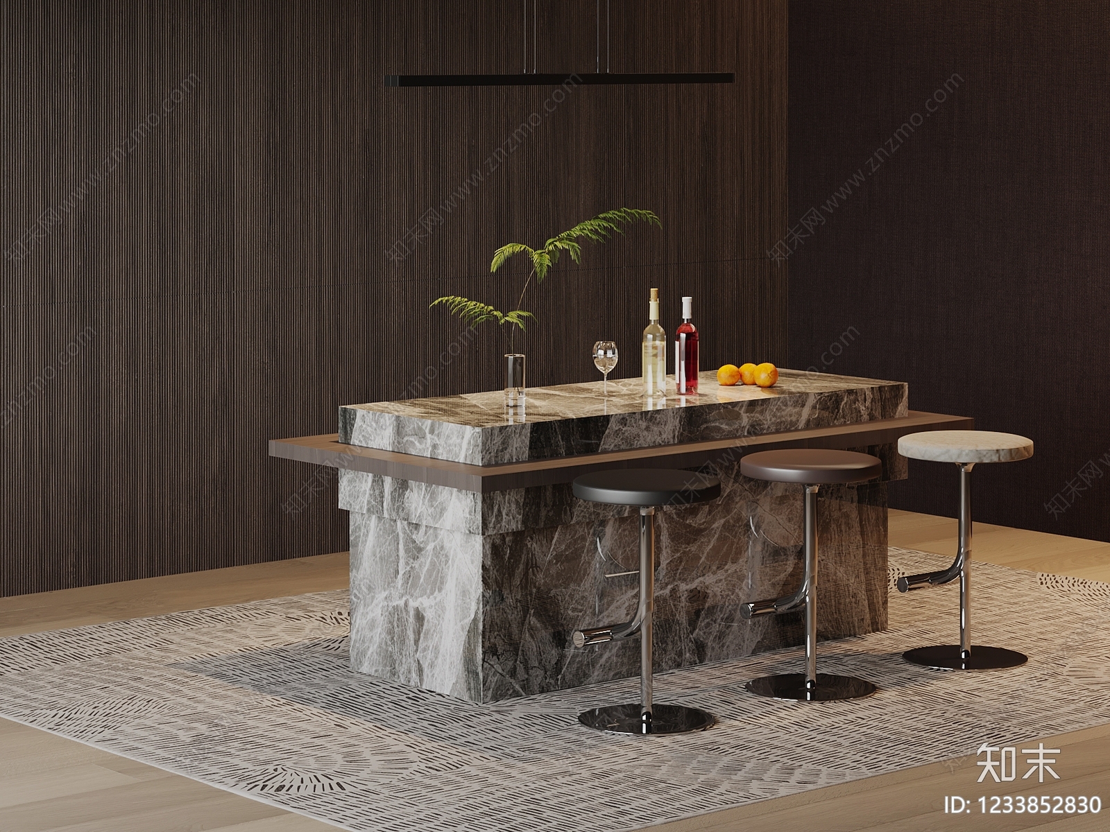 意式极简吧台3D模型下载【ID:1233852830】