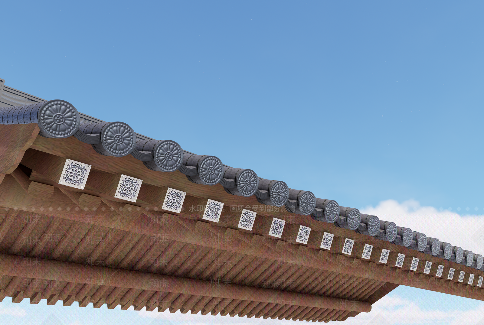 中式古建屋檐SU模型下载【ID:1233853714】