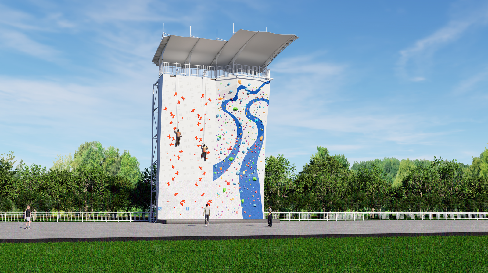 现代主义文体建筑3D模型渲染效果图