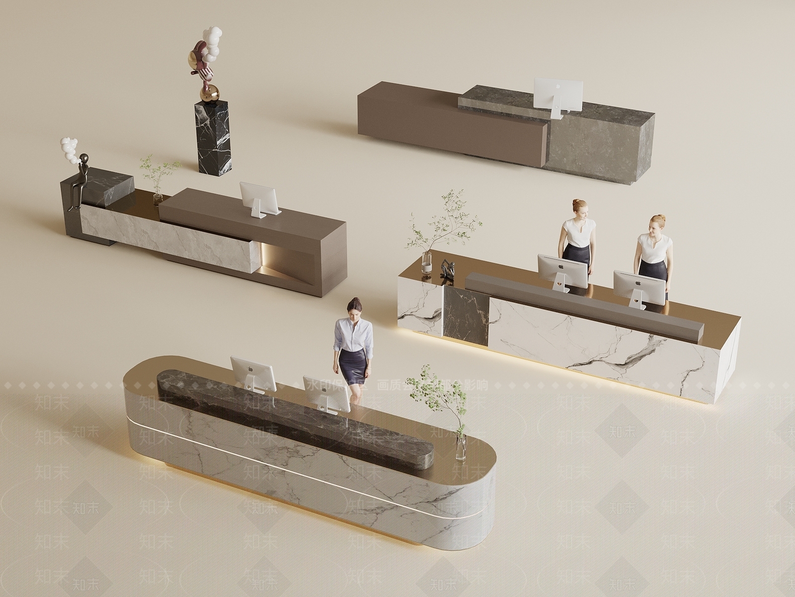 轻奢前台3D模型下载【ID:1233862518】