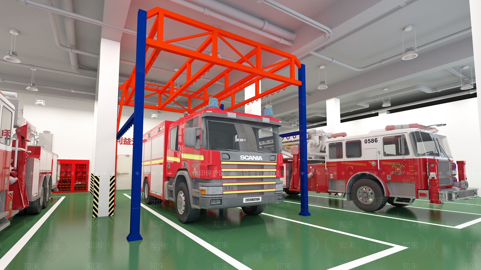 现代室内停车场3D模型下载【ID:1233862817】