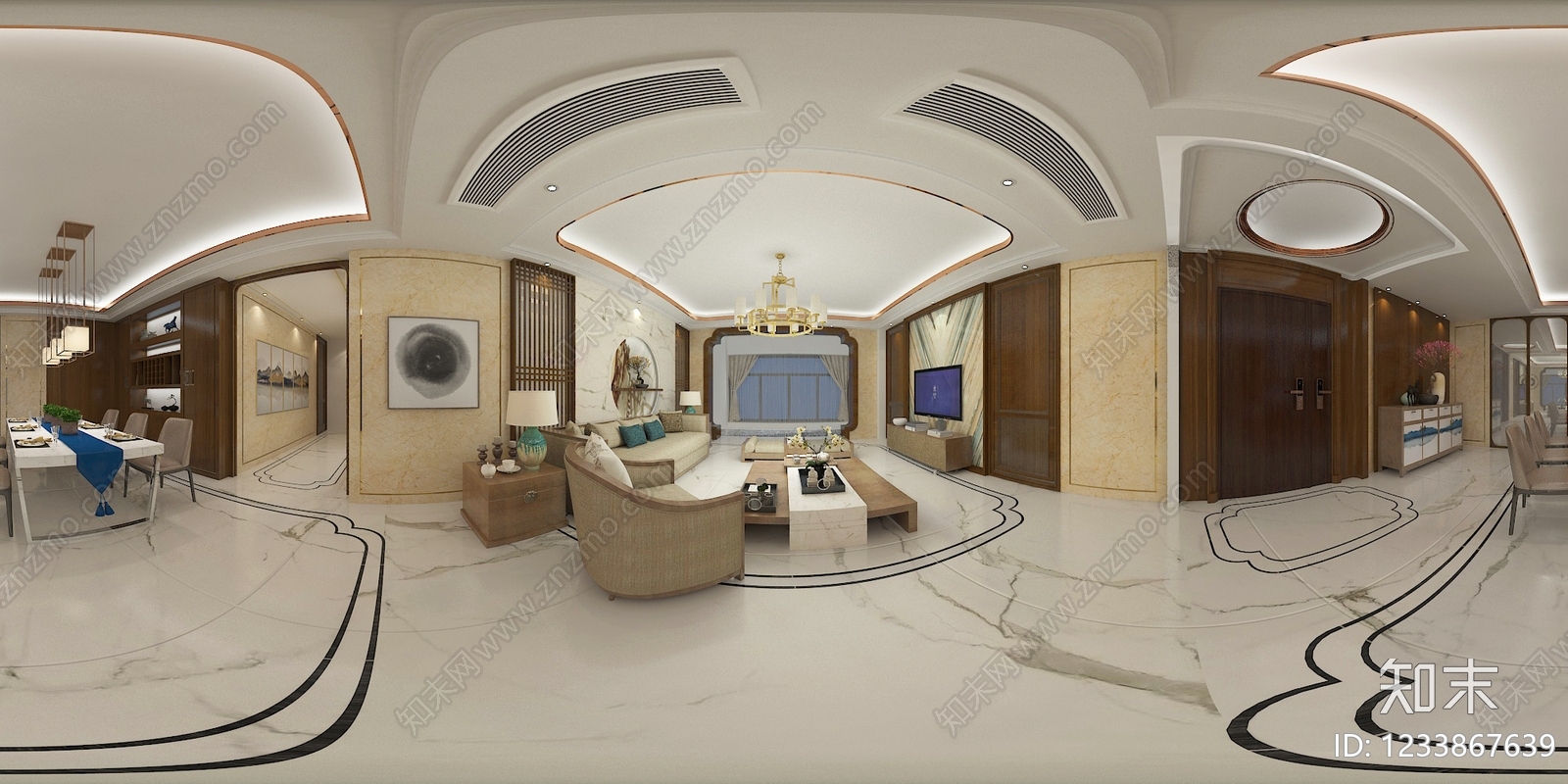 新中式室内HDR贴图下载【ID:1233867639】