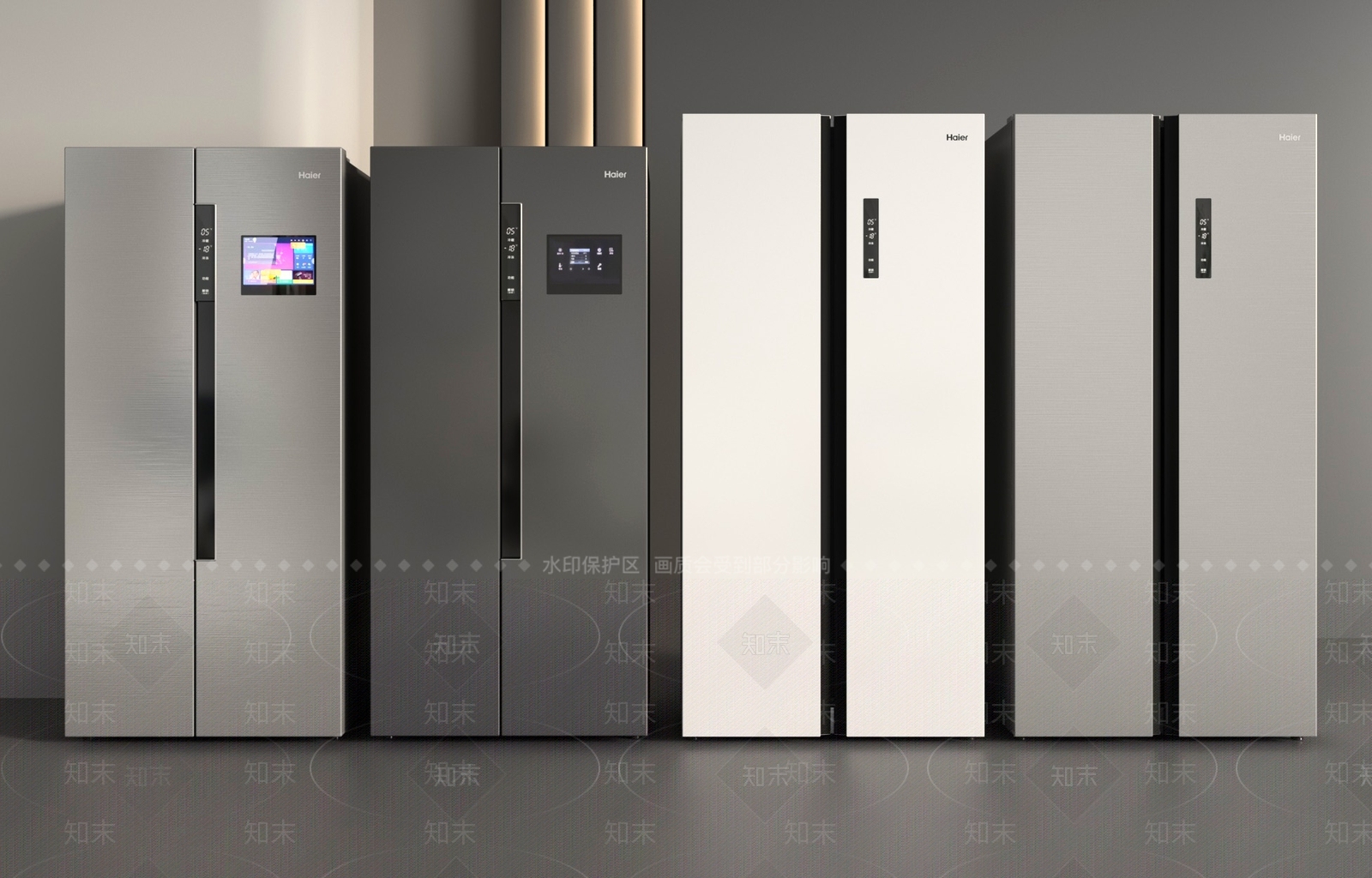 现代简约冰箱3D模型渲染效果图