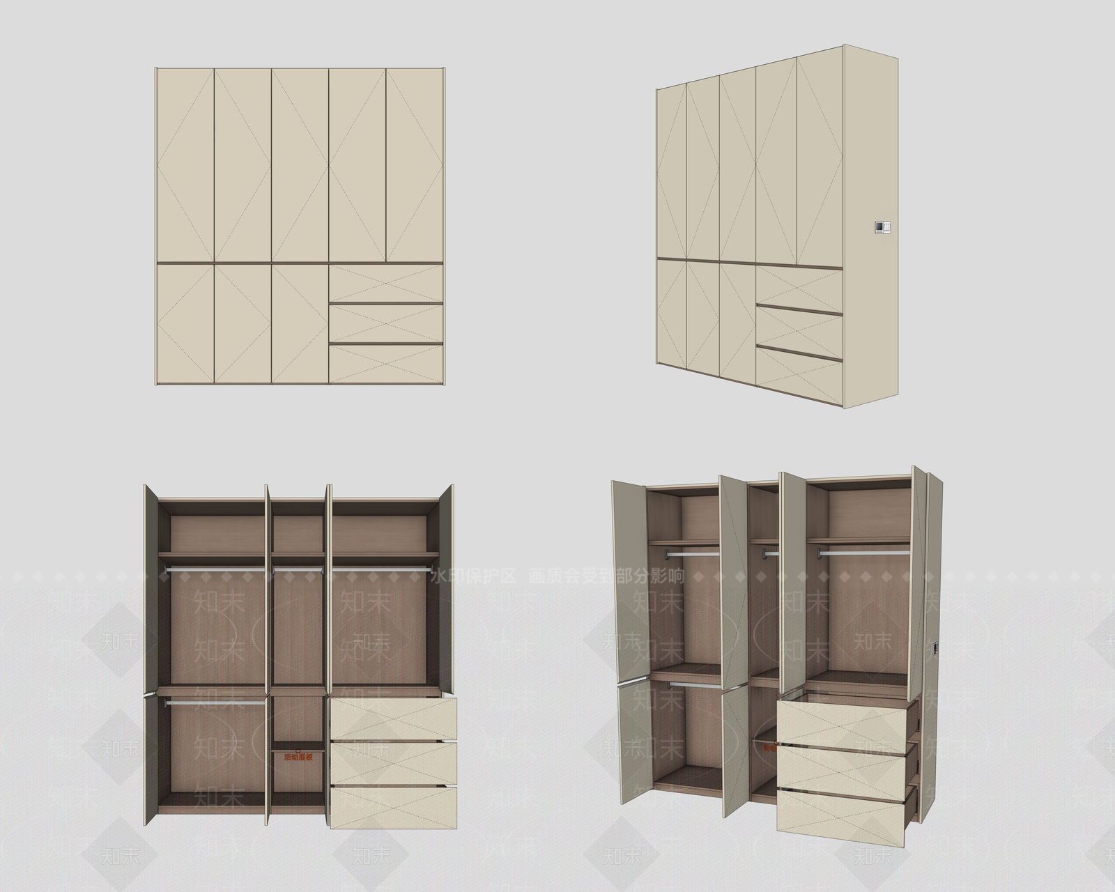 现代简约衣柜3D模型下载【ID:1233868966】
