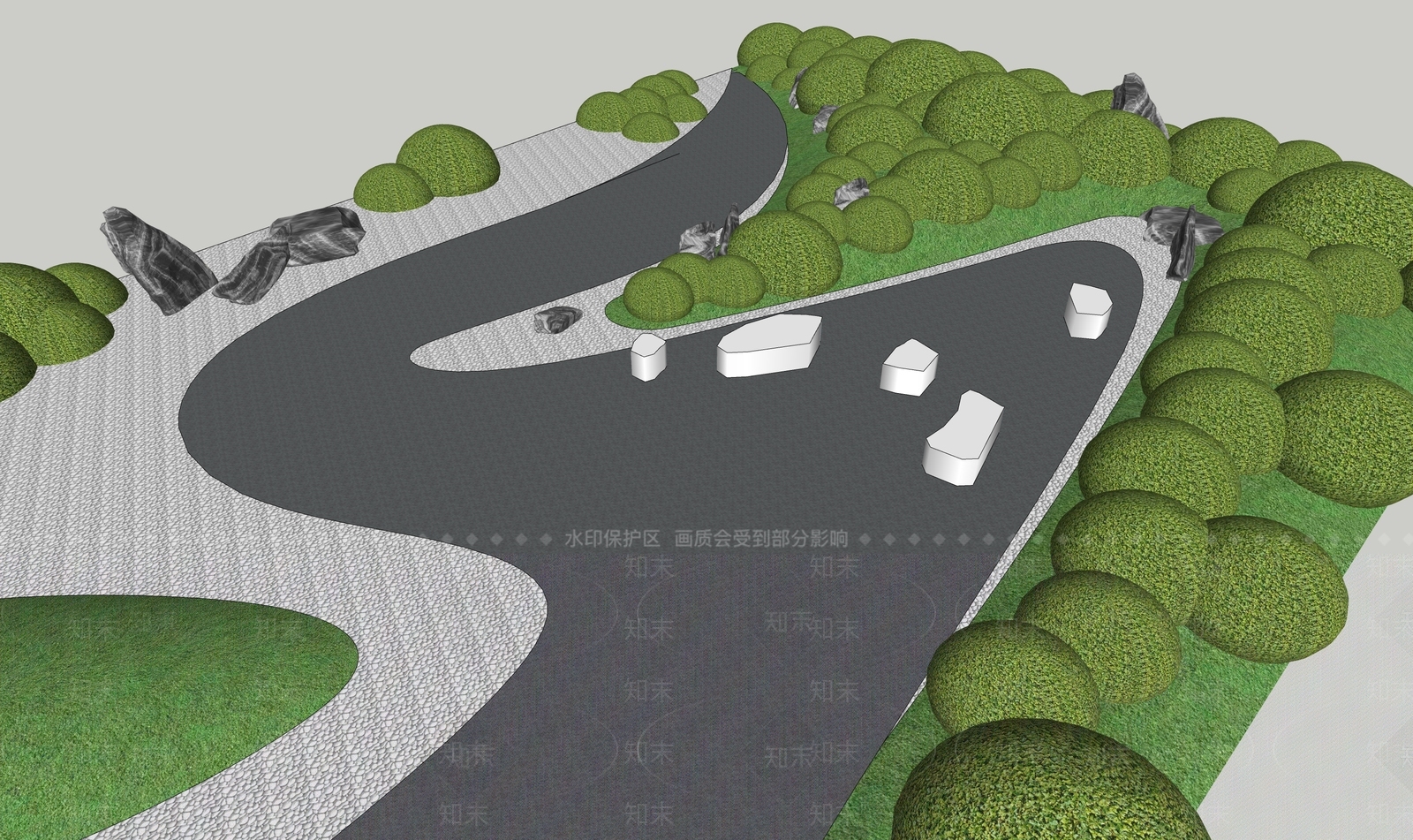 新中式景观口袋公园SU模型下载【ID:1233870655】