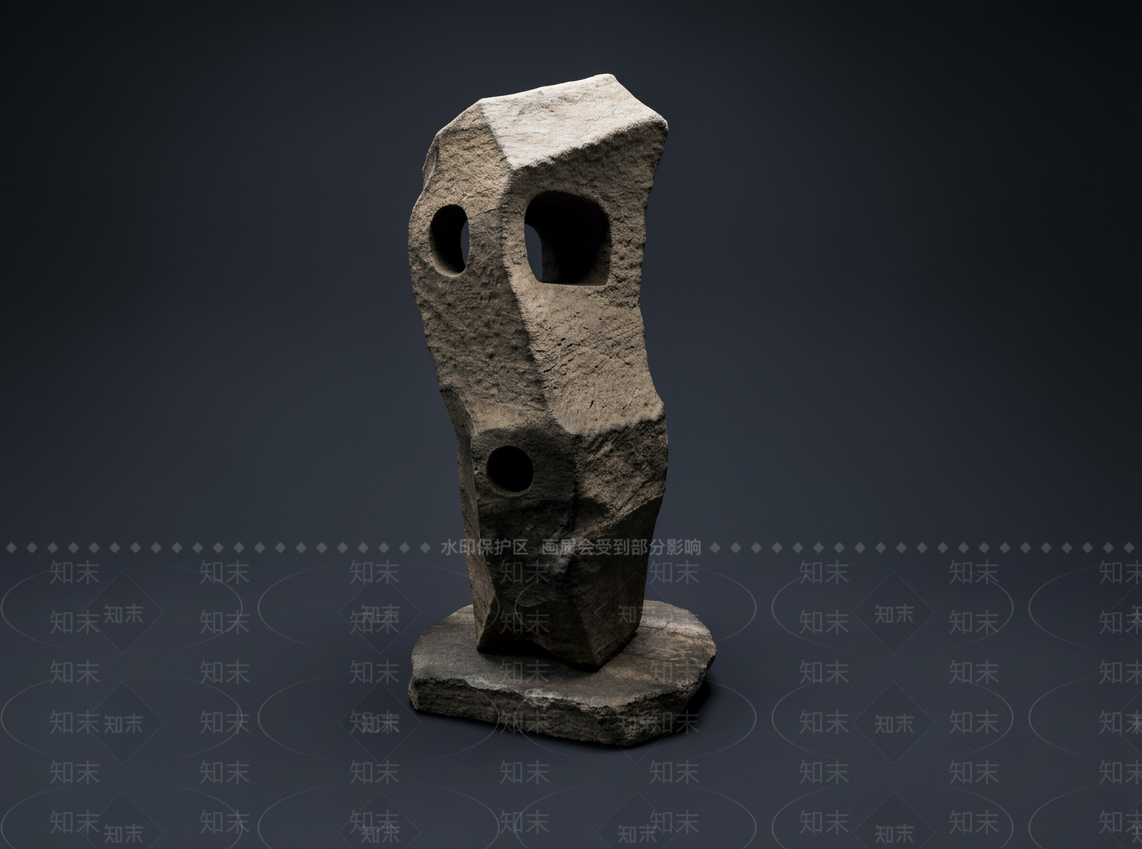 侘寂景观雕塑3D模型渲染效果图