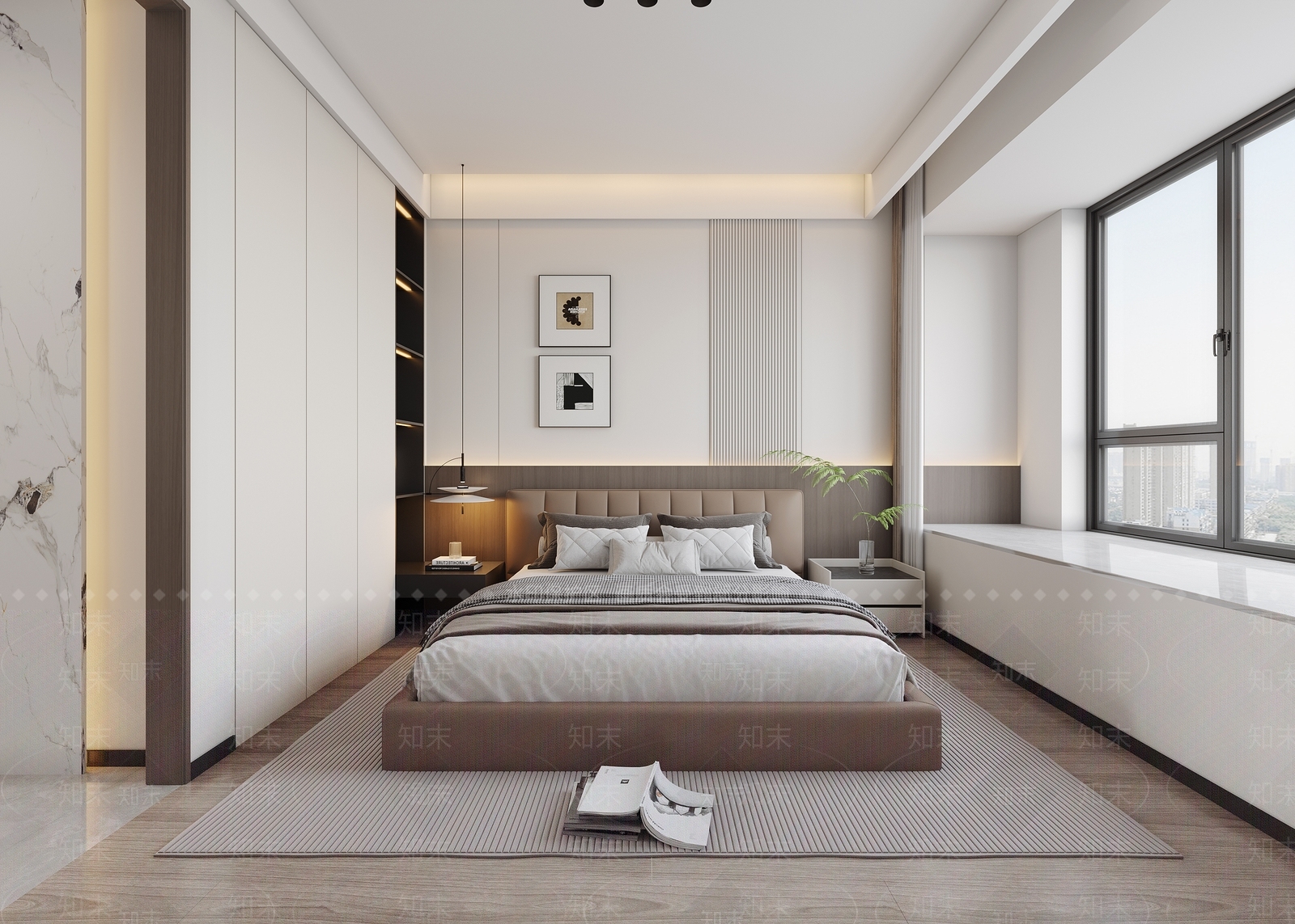 现代简约主卧3D模型下载【ID:1233877090】