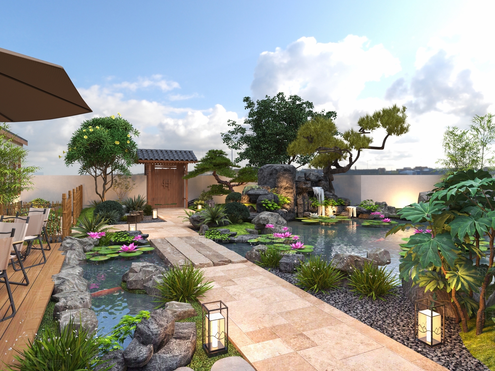 新中式景观庭院3D模型下载【ID:1233878049】