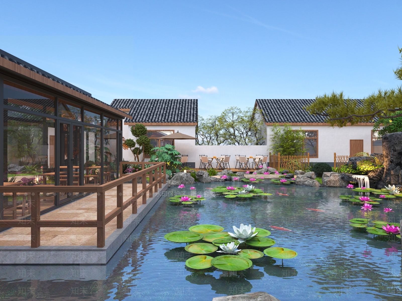 新中式景观庭院3D模型下载【ID:1233878049】