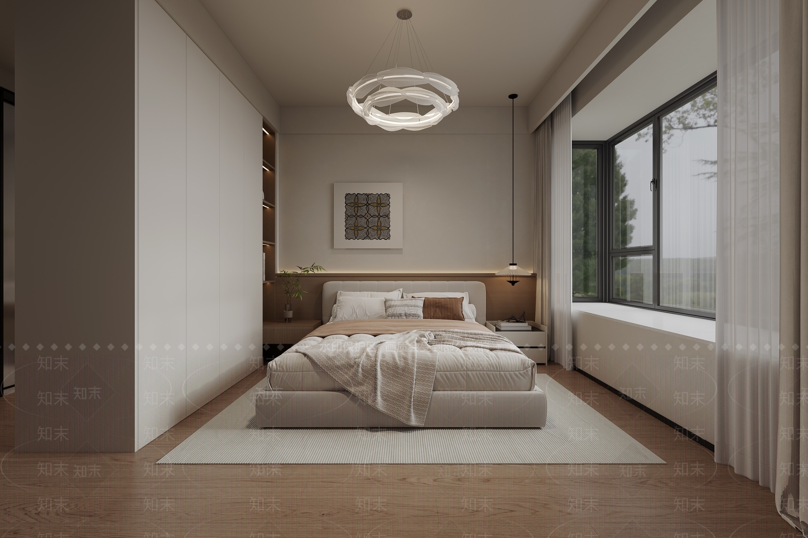 现代简约主卧3D模型下载【ID:1233878613】