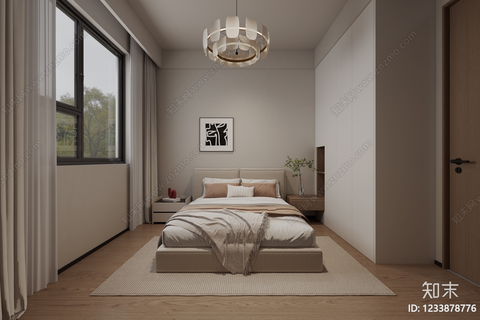 现代简约家居卧室3D模型下载【ID:1233878776】