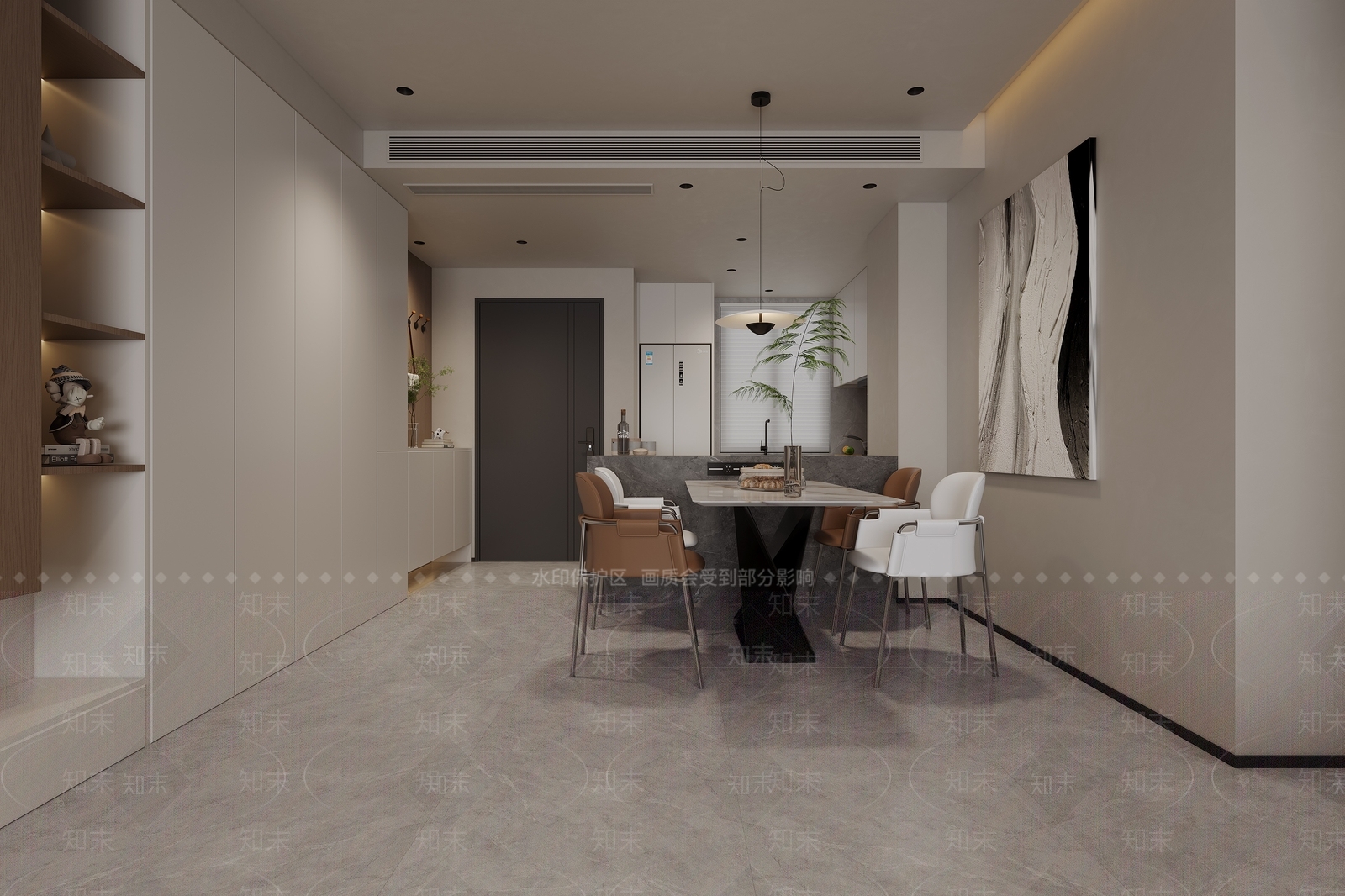 意式极简客餐厅3D模型下载【ID:1233878971】
