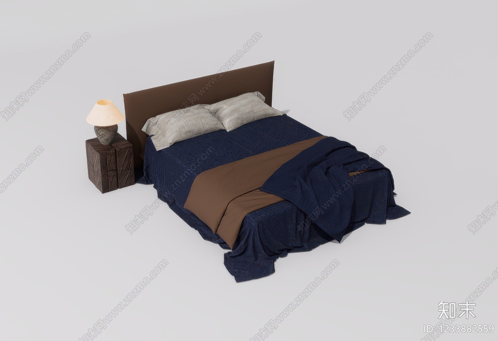 侘寂双人床SU模型下载【ID:1233882559】