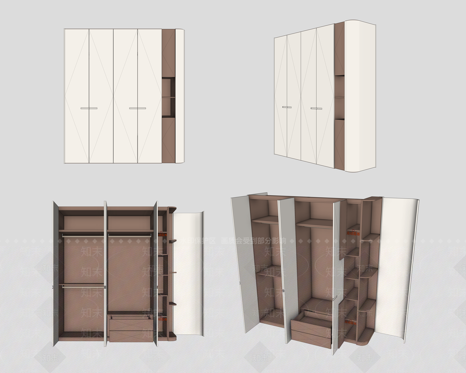 现代简约衣柜3D模型下载【ID:1233886007】