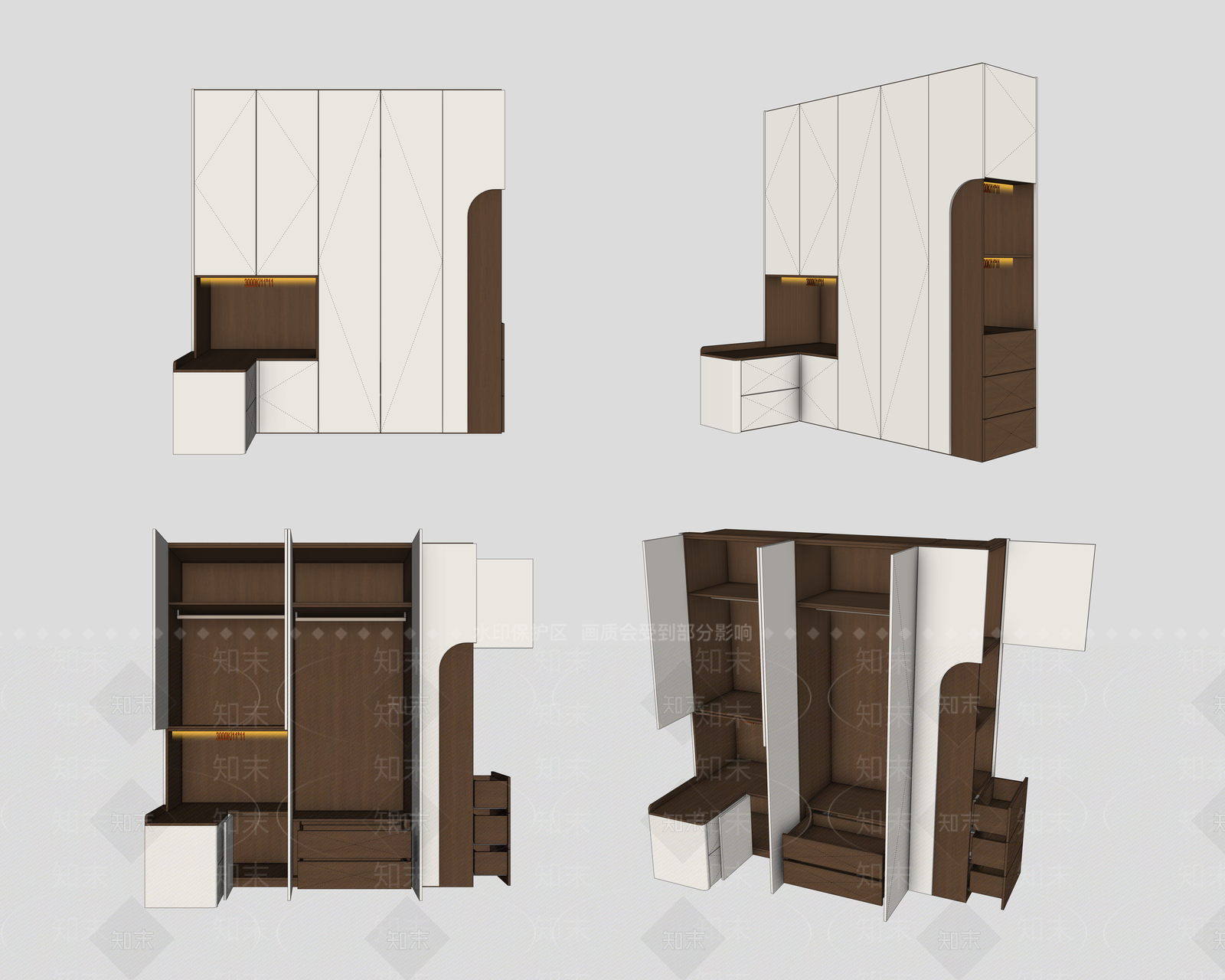 现代简约衣柜3D模型下载【ID:1233886265】