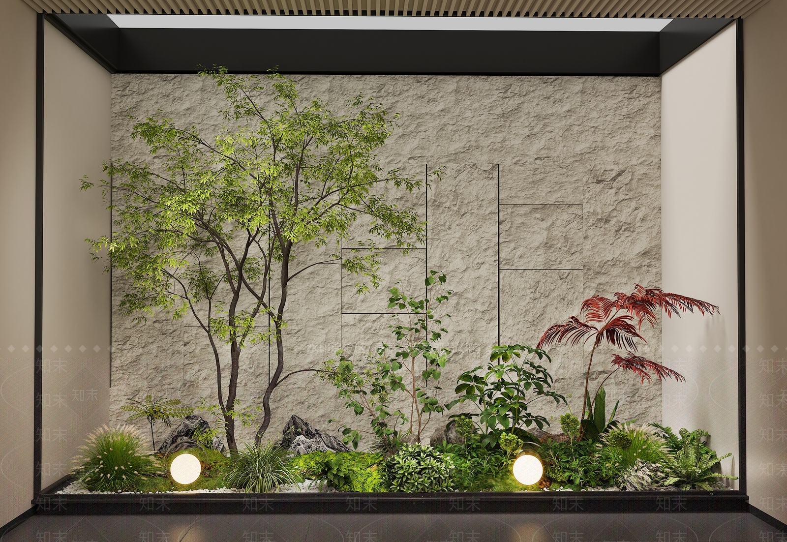 新中式景观花境3D模型下载【ID:1233889247】