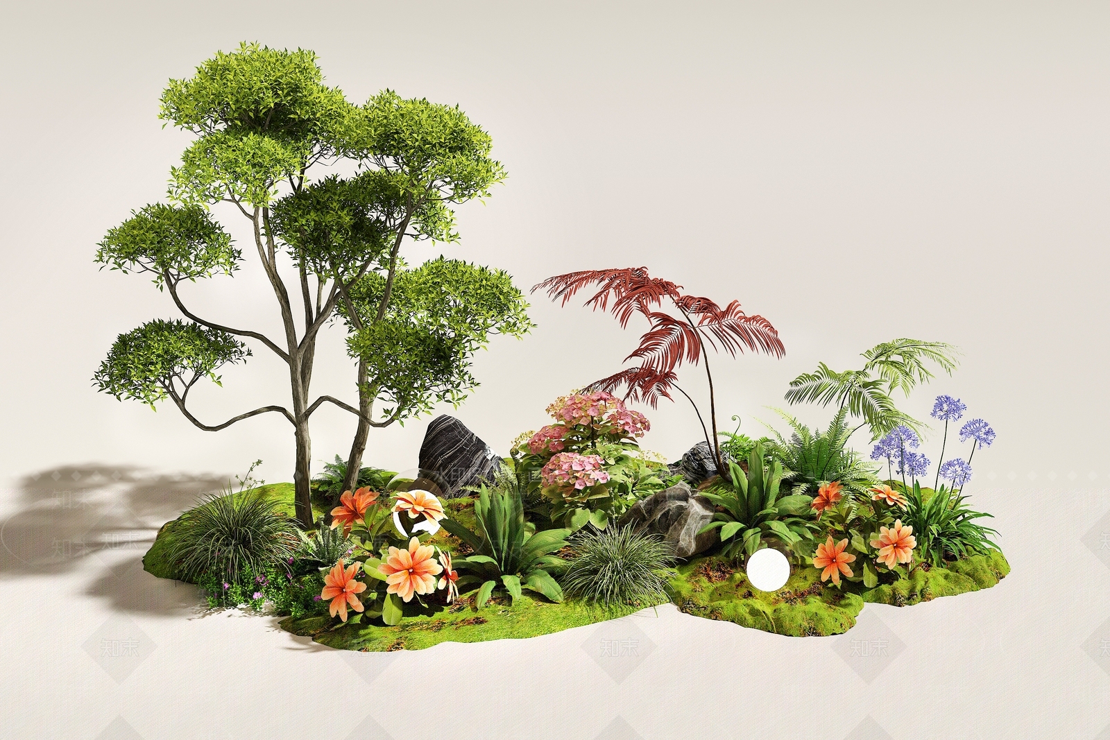 新中式景观花境3D模型下载【ID:1233891099】