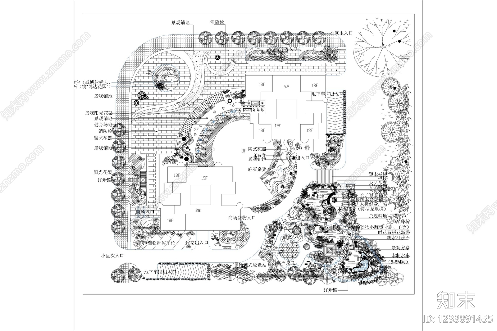 庭院cad施工图下载【ID:1233891455】
