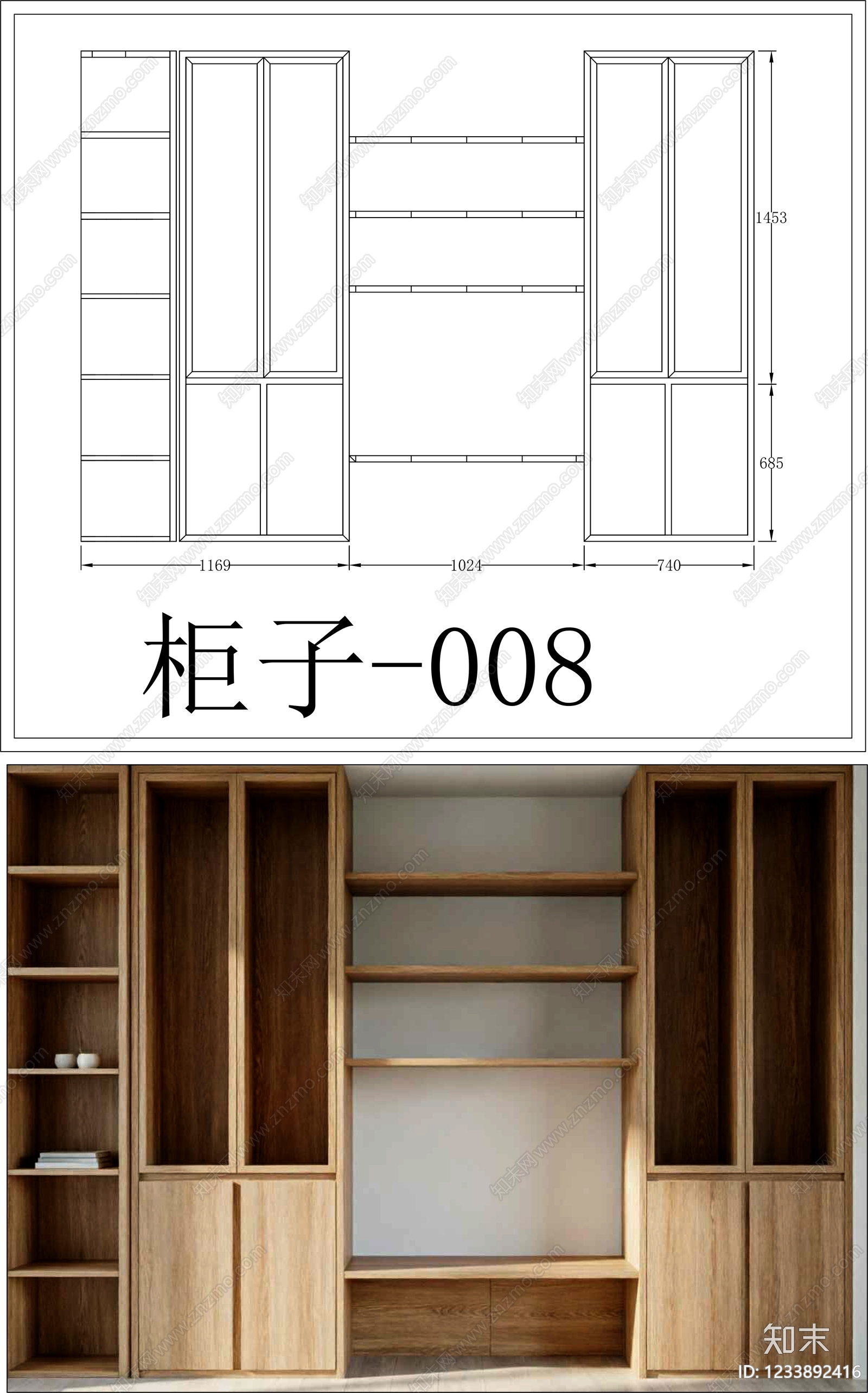 柜子cad施工图下载【ID:1233892416】