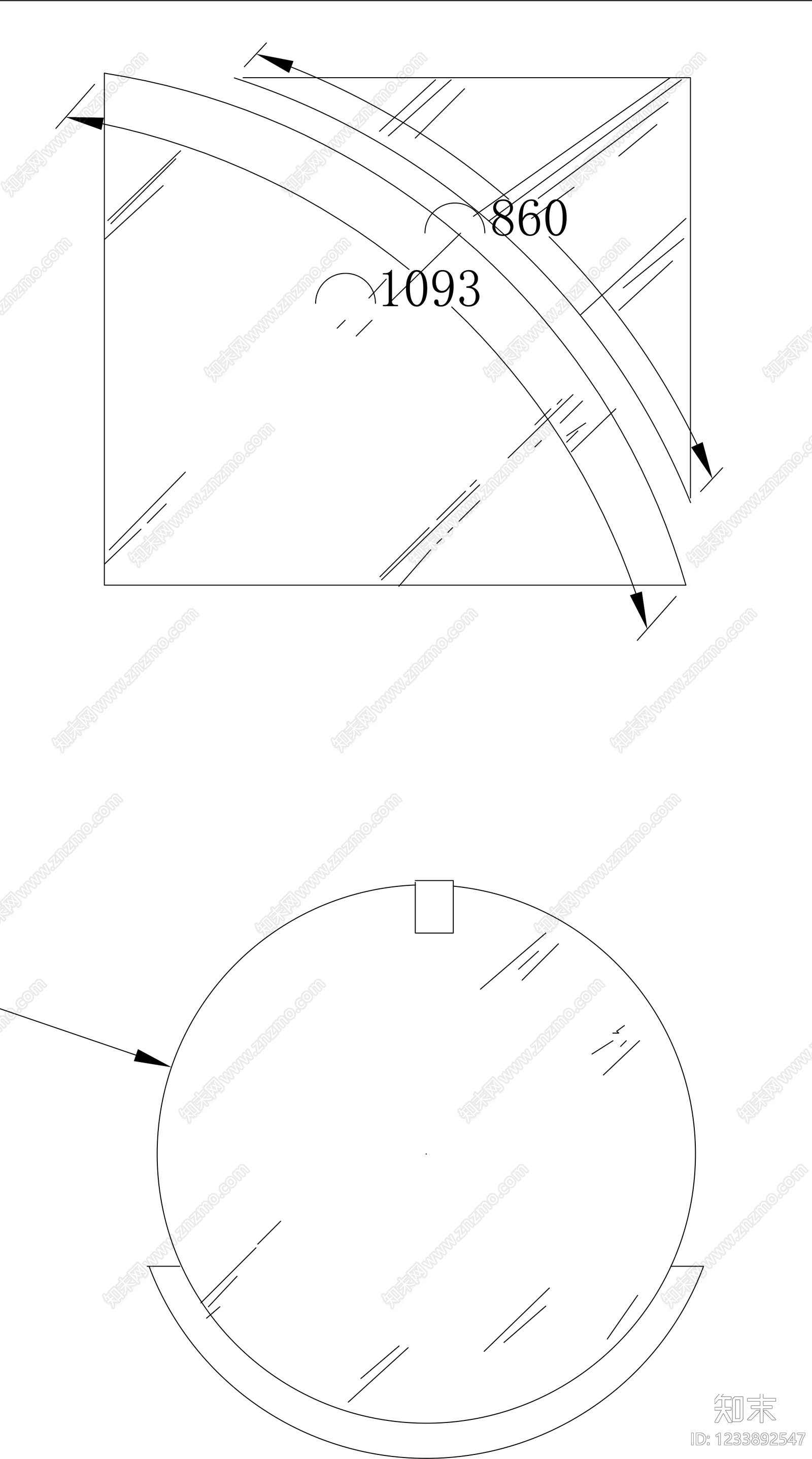 镜子cad施工图下载【ID:1233892547】