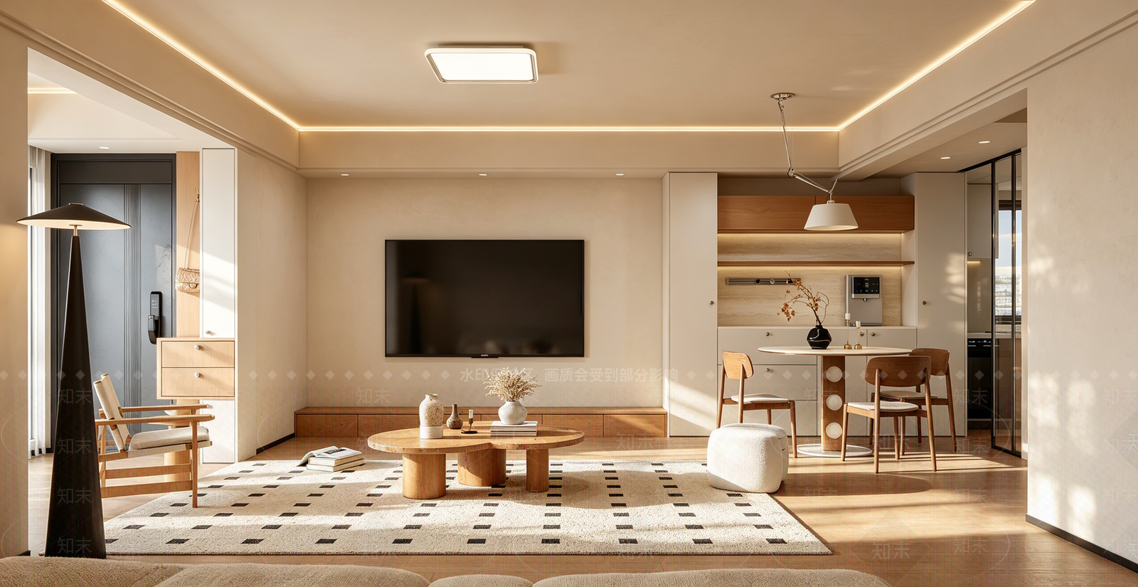 原木风家居客厅3D模型下载【ID:1233893178】