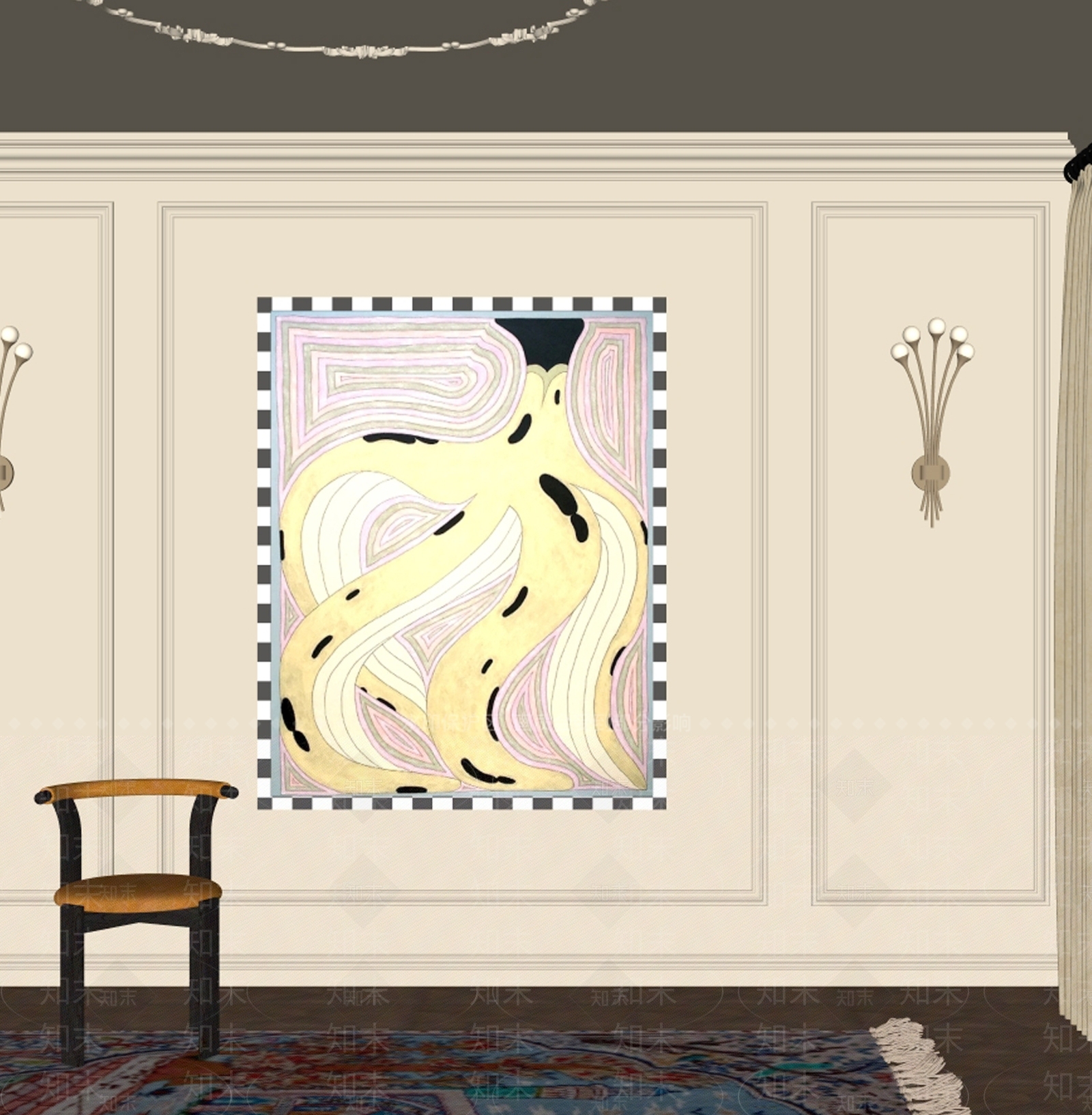 法式挂画SU模型下载【ID:1233893480】