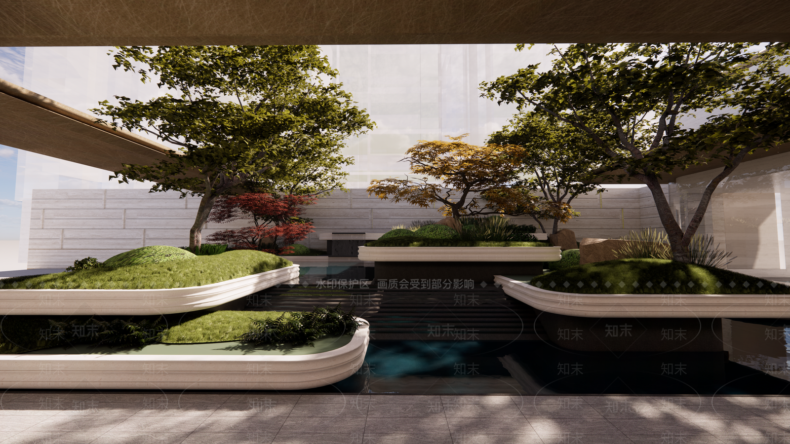 新中式景观小区景观SU模型下载【ID:1233895027】