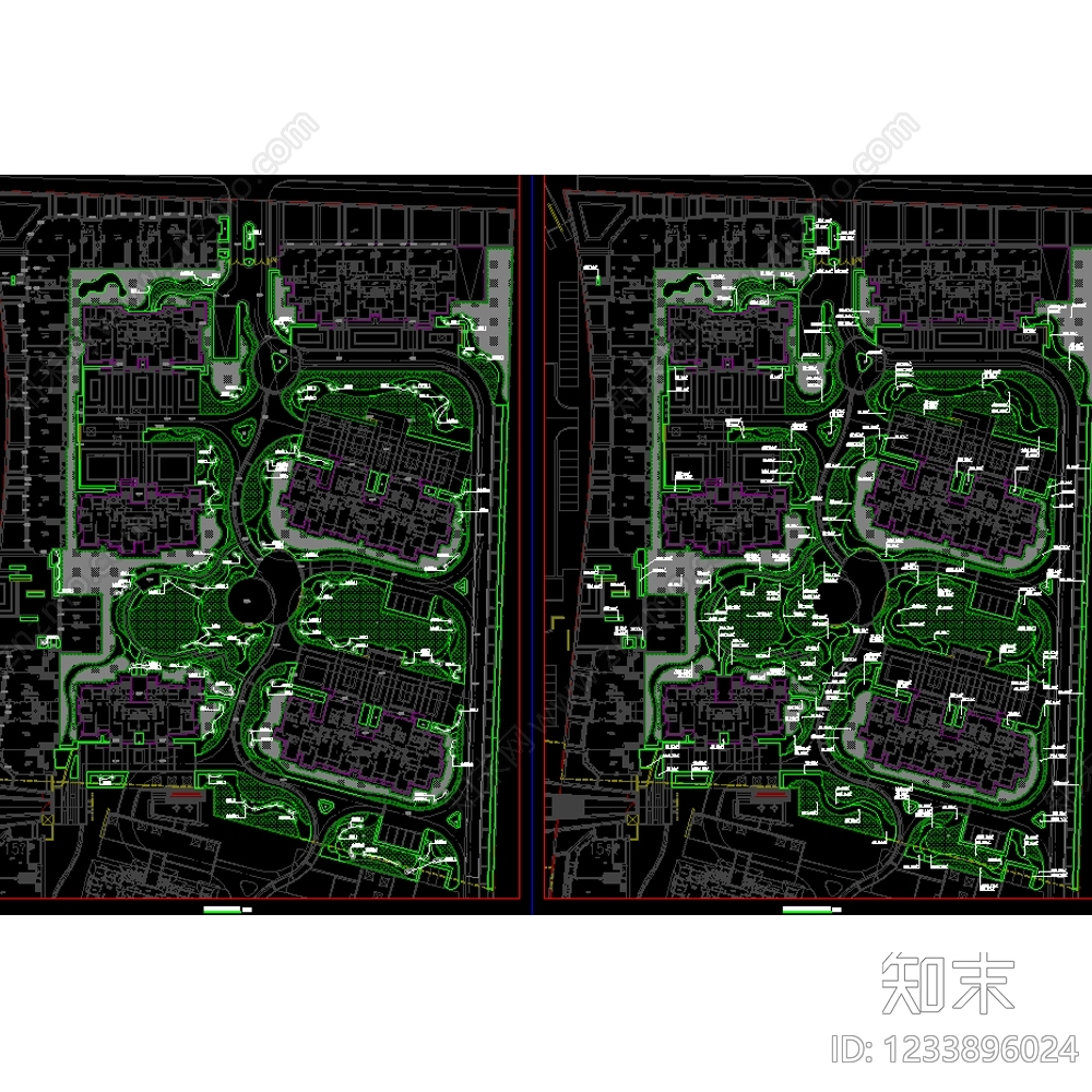 宅间绿地cad施工图下载【ID:1233896024】