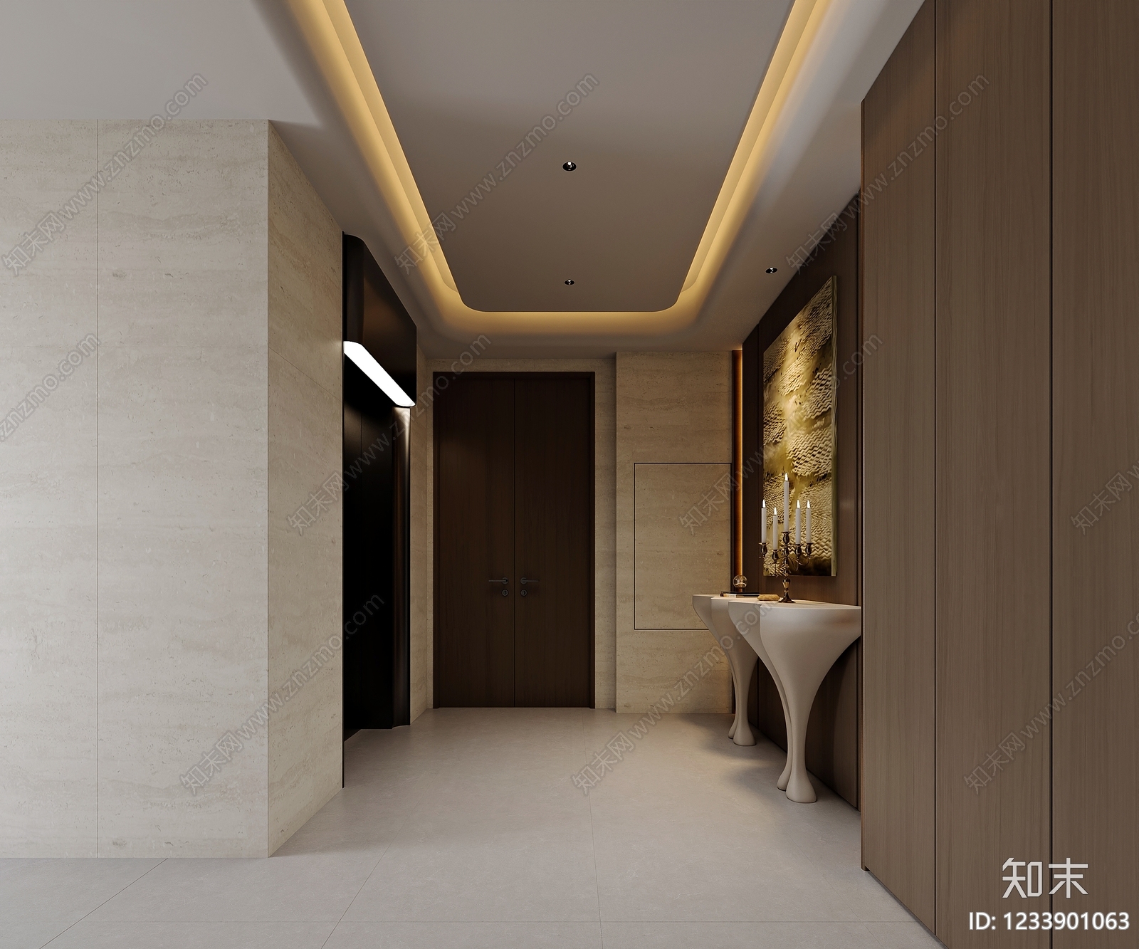 意式极简玄关3D模型下载【ID:1233901063】