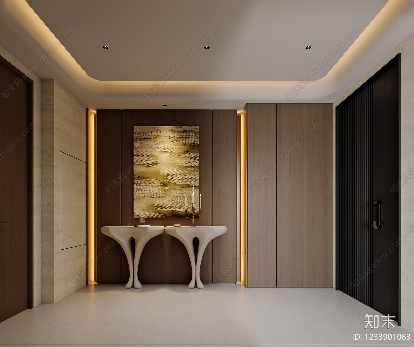意式极简玄关3D模型下载【ID:1233901063】