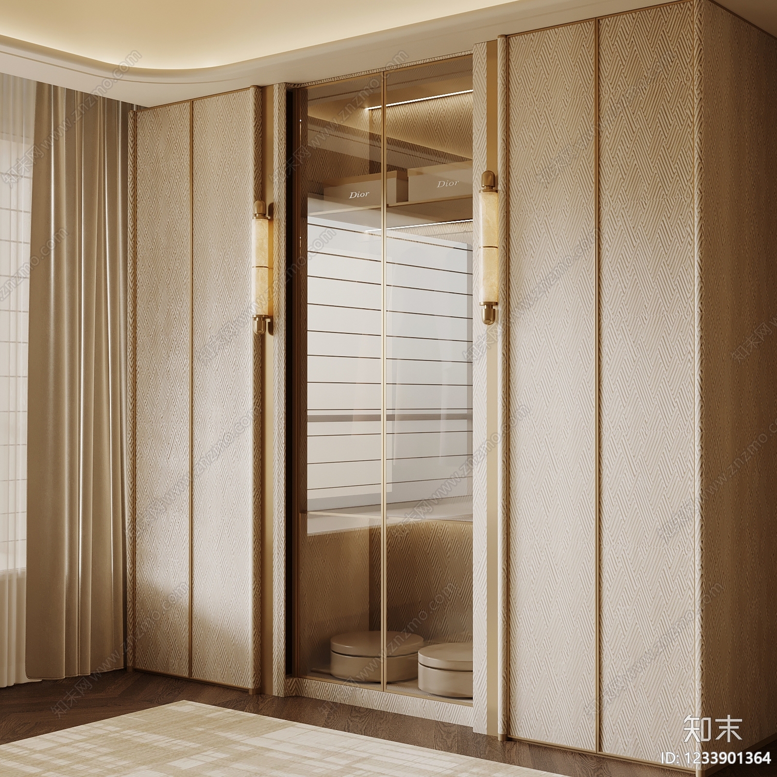 轻奢衣柜3D模型下载【ID:1233901364】