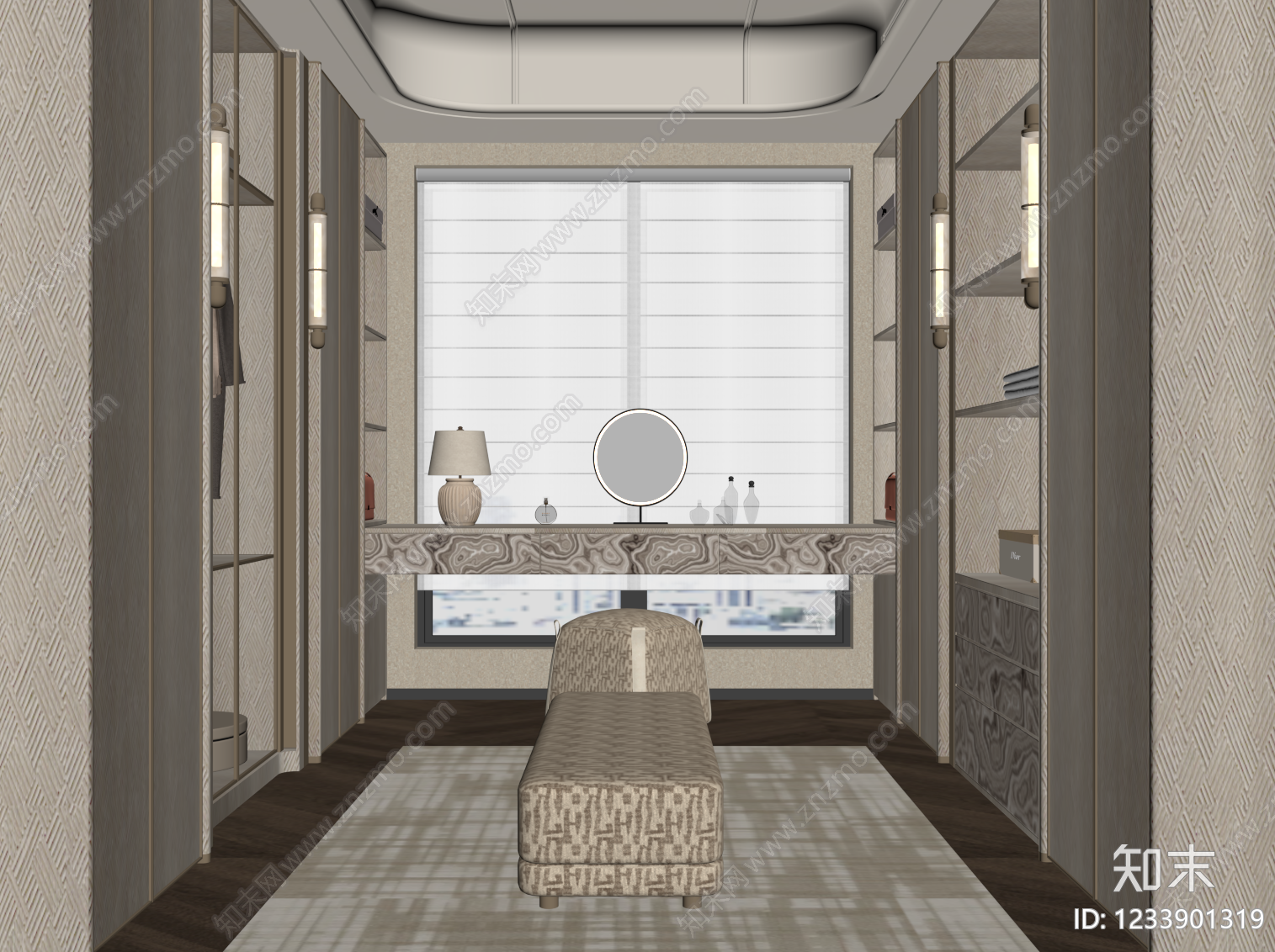 轻奢衣帽间SU模型下载【ID:1233901319】