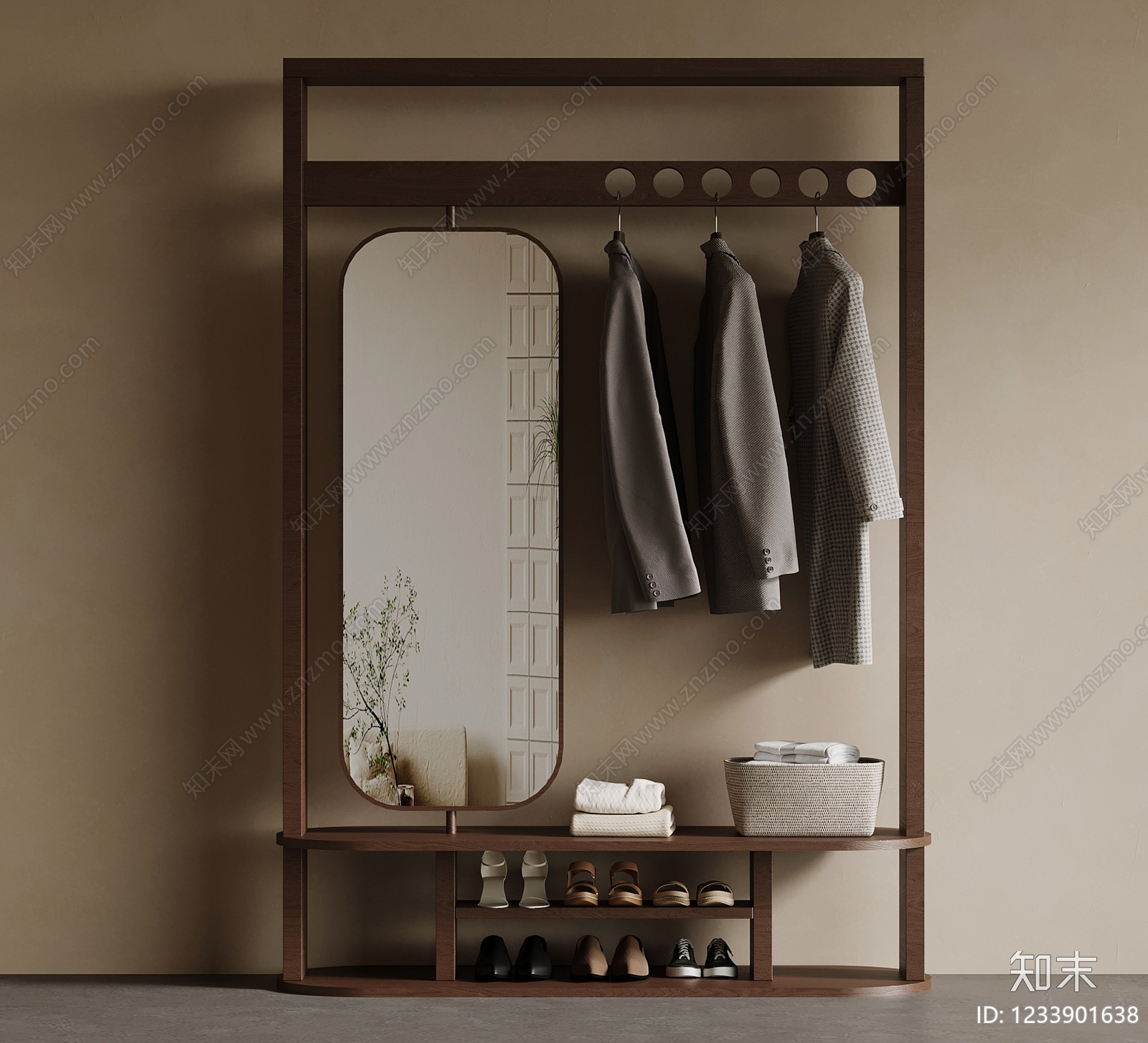 中古风衣架SU模型下载【ID:1233901638】