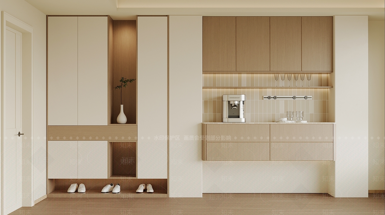 原木风玄关SU模型下载【ID:1233905917】