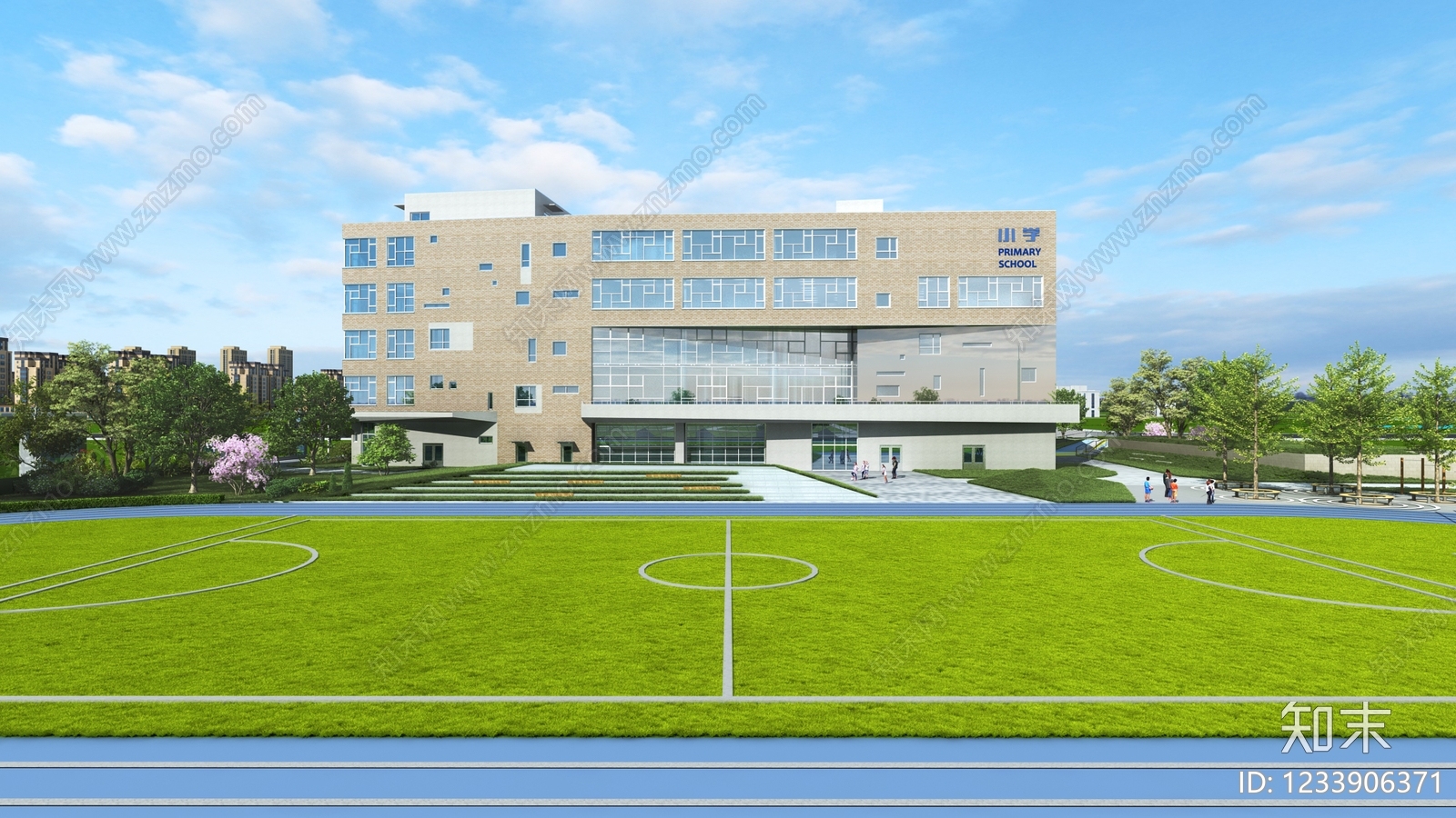 现代主义小学3D模型下载【ID:1233906371】