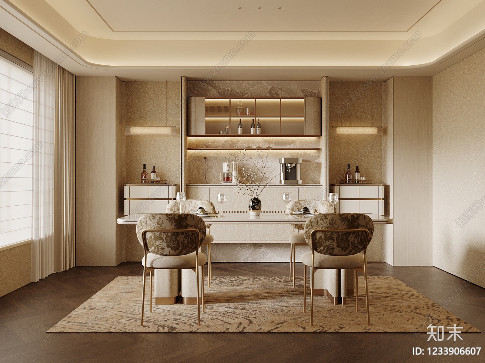 轻奢家居餐厅3D模型下载【ID:1233906607】