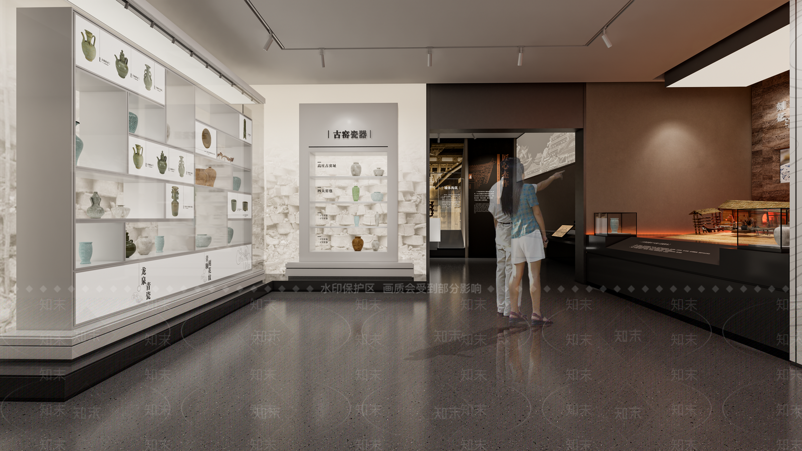 新中式博物馆展厅SU模型下载【ID:1233907114】