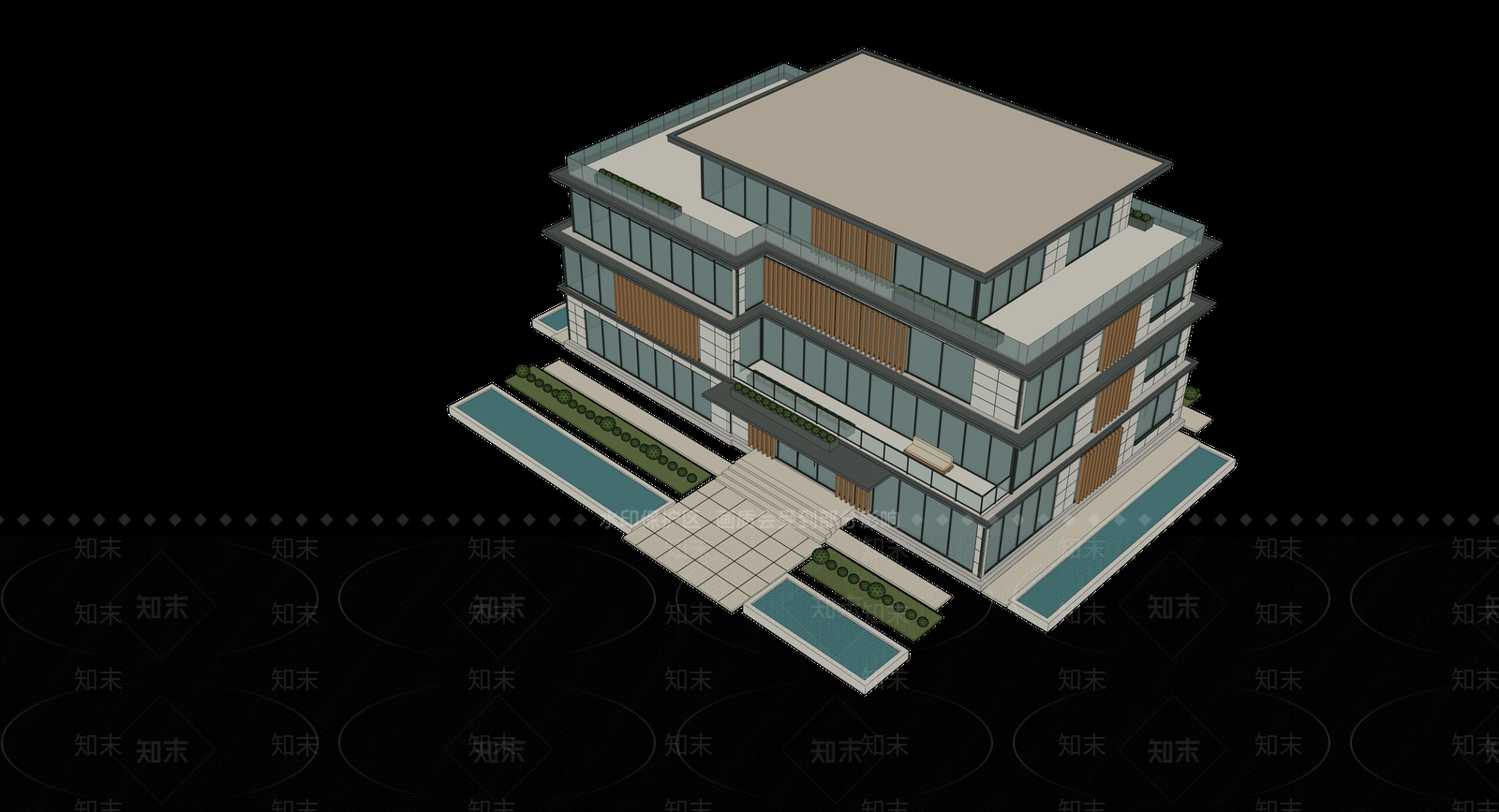 现代主义独栋别墅SU模型下载【ID:1233908023】
