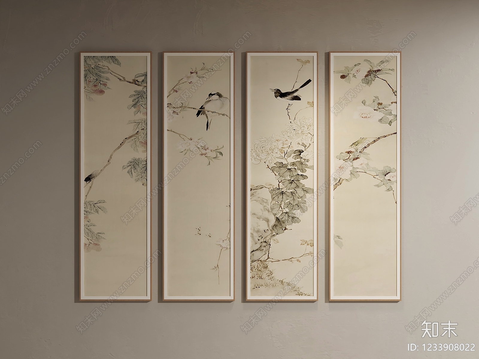 新中式组合画3D模型下载【ID:1233908022】