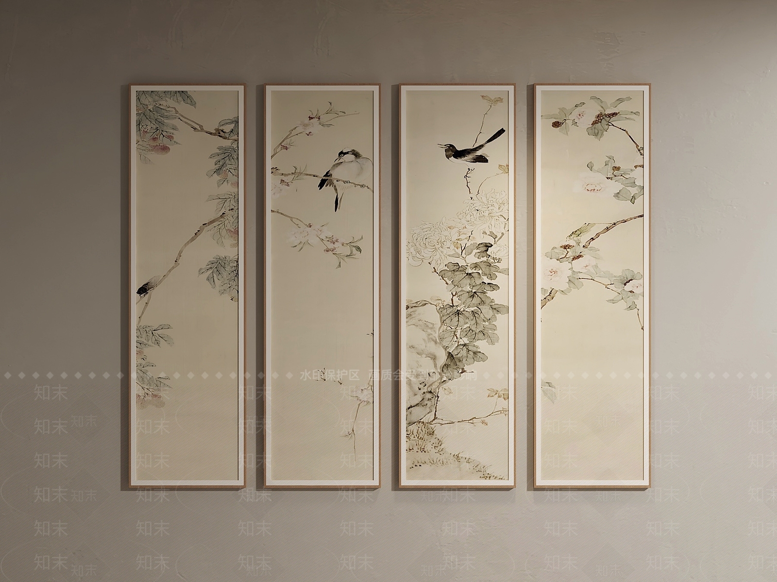 新中式挂画组合SU模型下载【ID:1233908026】