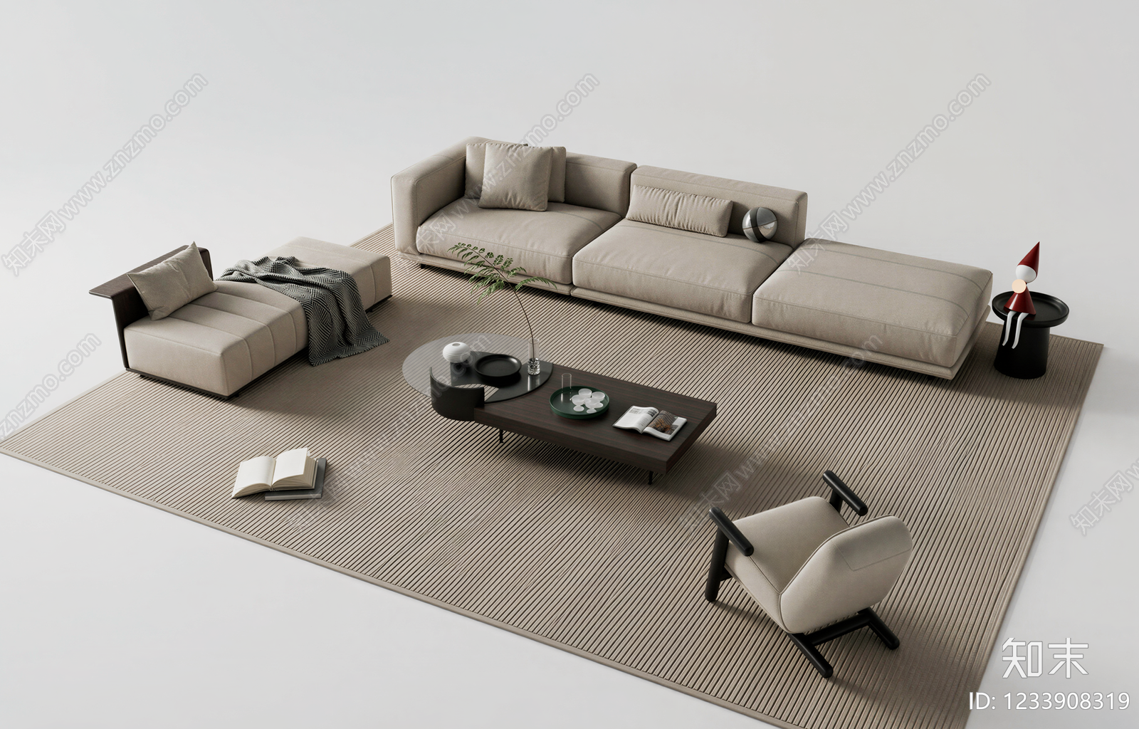 意式极简沙发组合3D模型下载【ID:1233908319】