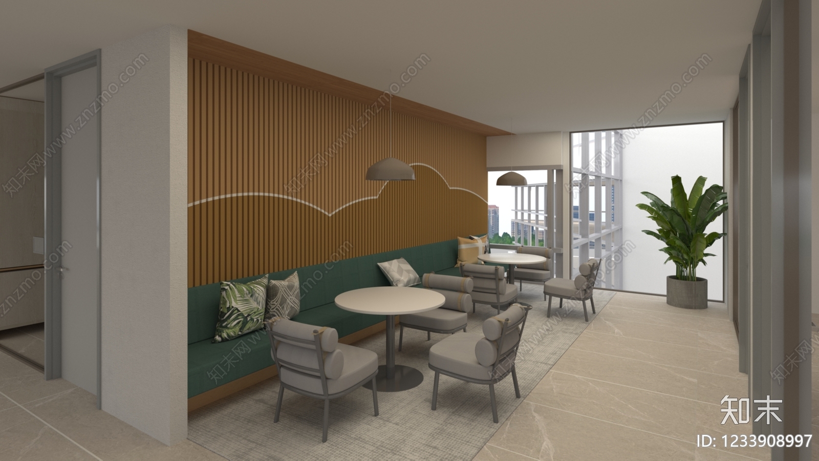 现代简约办公区3D模型下载【ID:1233908997】