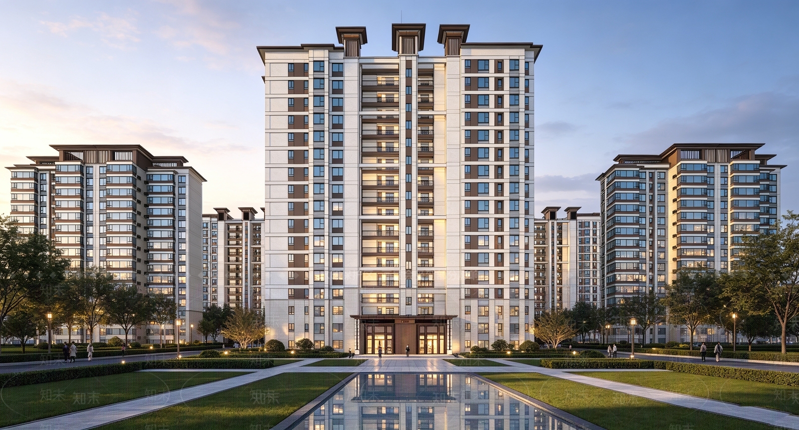 新中式景观小区建筑SU模型下载【ID:1233909450】