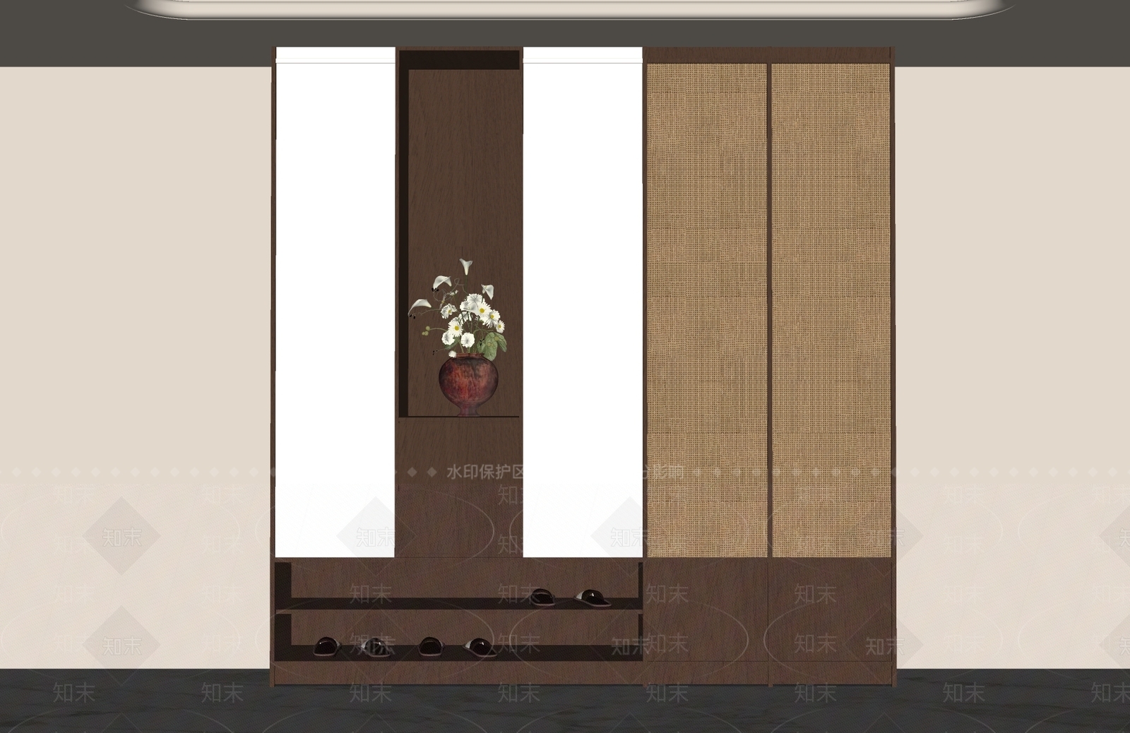 新中式鞋柜SU模型下载【ID:1233912869】