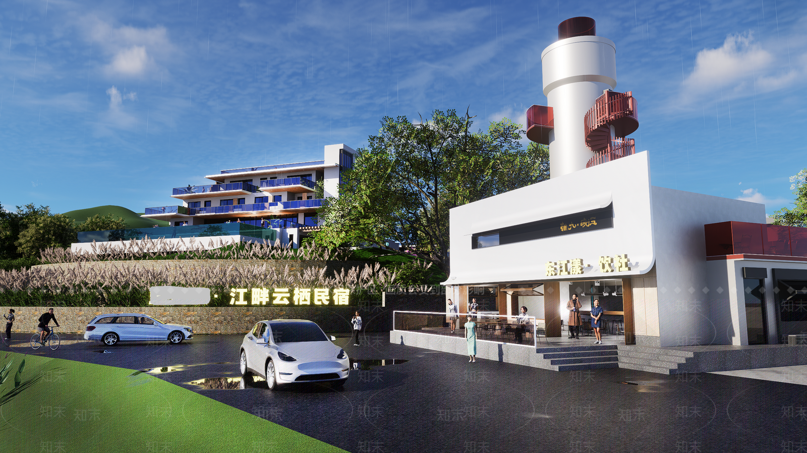 现代主义文旅项目景观SU模型下载【ID:1233913673】