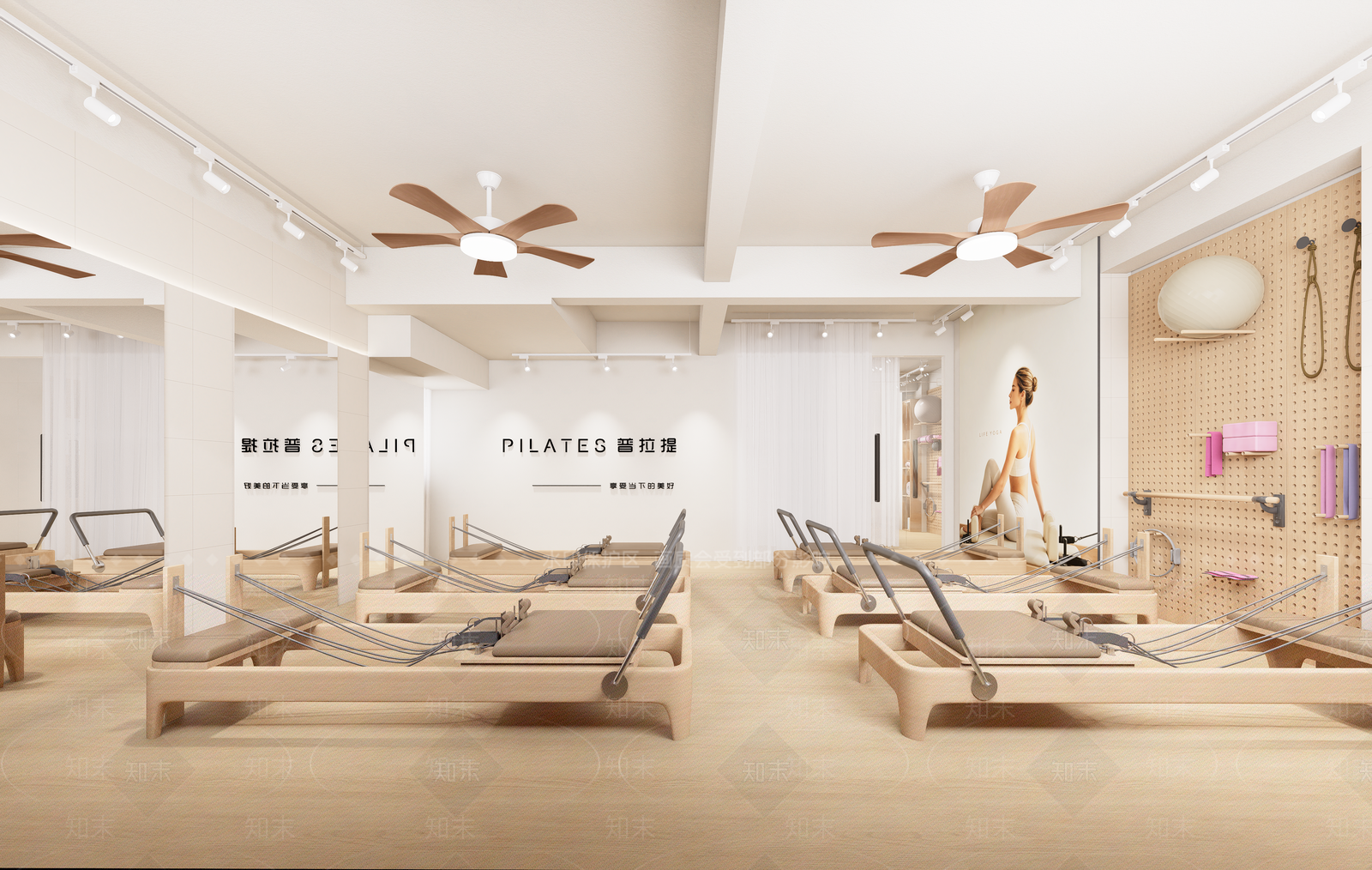 原木风瑜伽室SU模型下载【ID:1233913585】