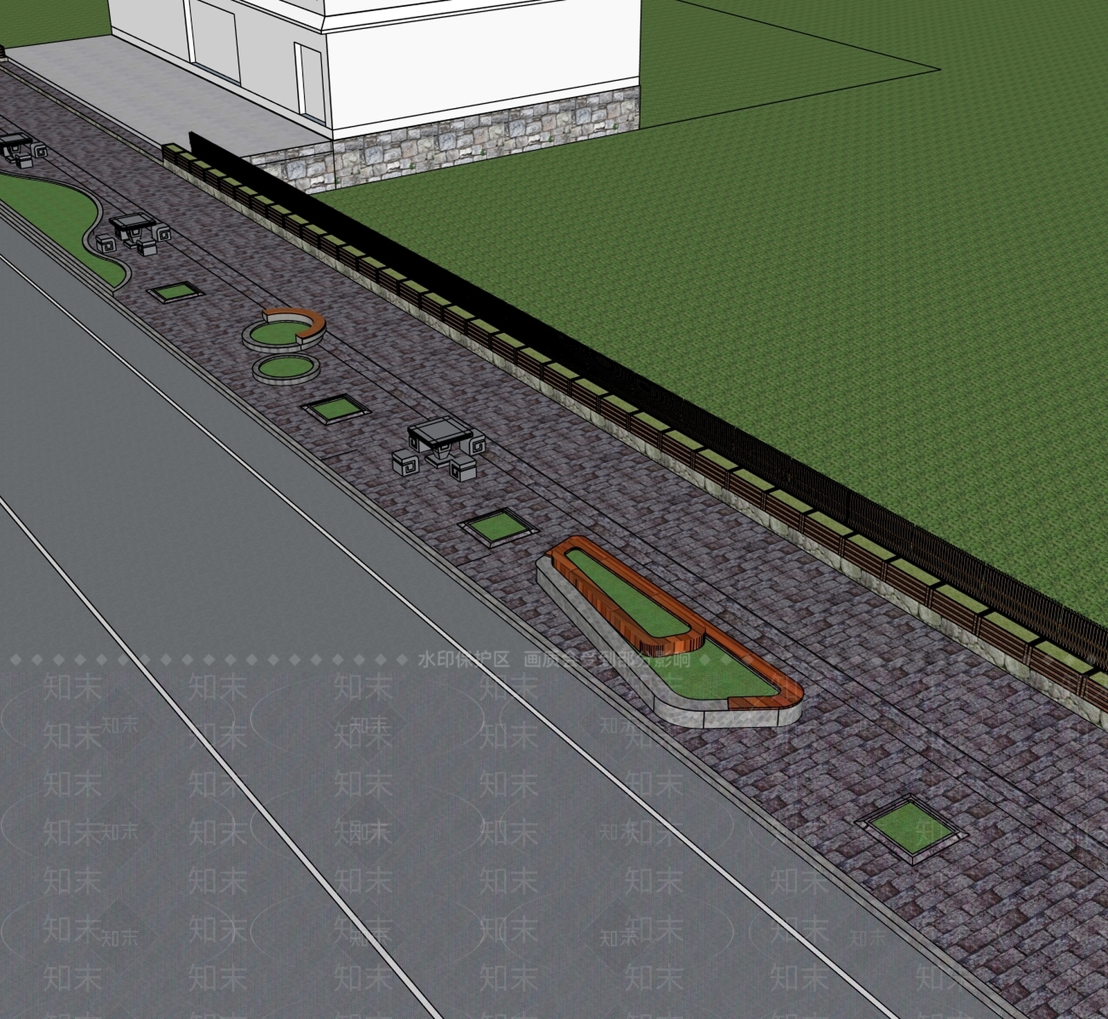 新中式景观口袋公园SU模型下载【ID:1233914501】