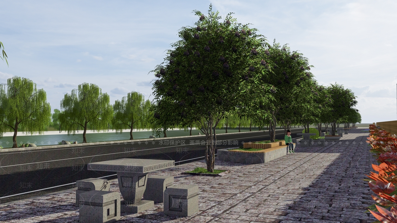 新中式景观口袋公园SU模型下载【ID:1233914501】